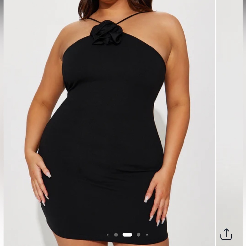 Fashion Nova Gabrie Bodycon Rosette Black Mini Dress XL - Picture 2 of 11